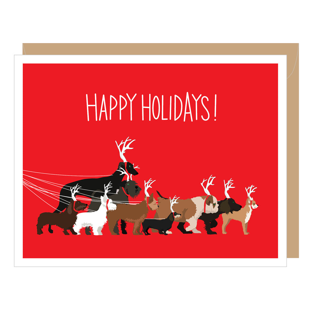 Holiday Dog Walk Christmas Card MADE Art Boutique