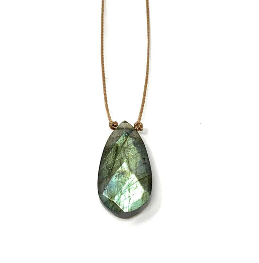 Labradorite Faceted Long Teardrop Necklace