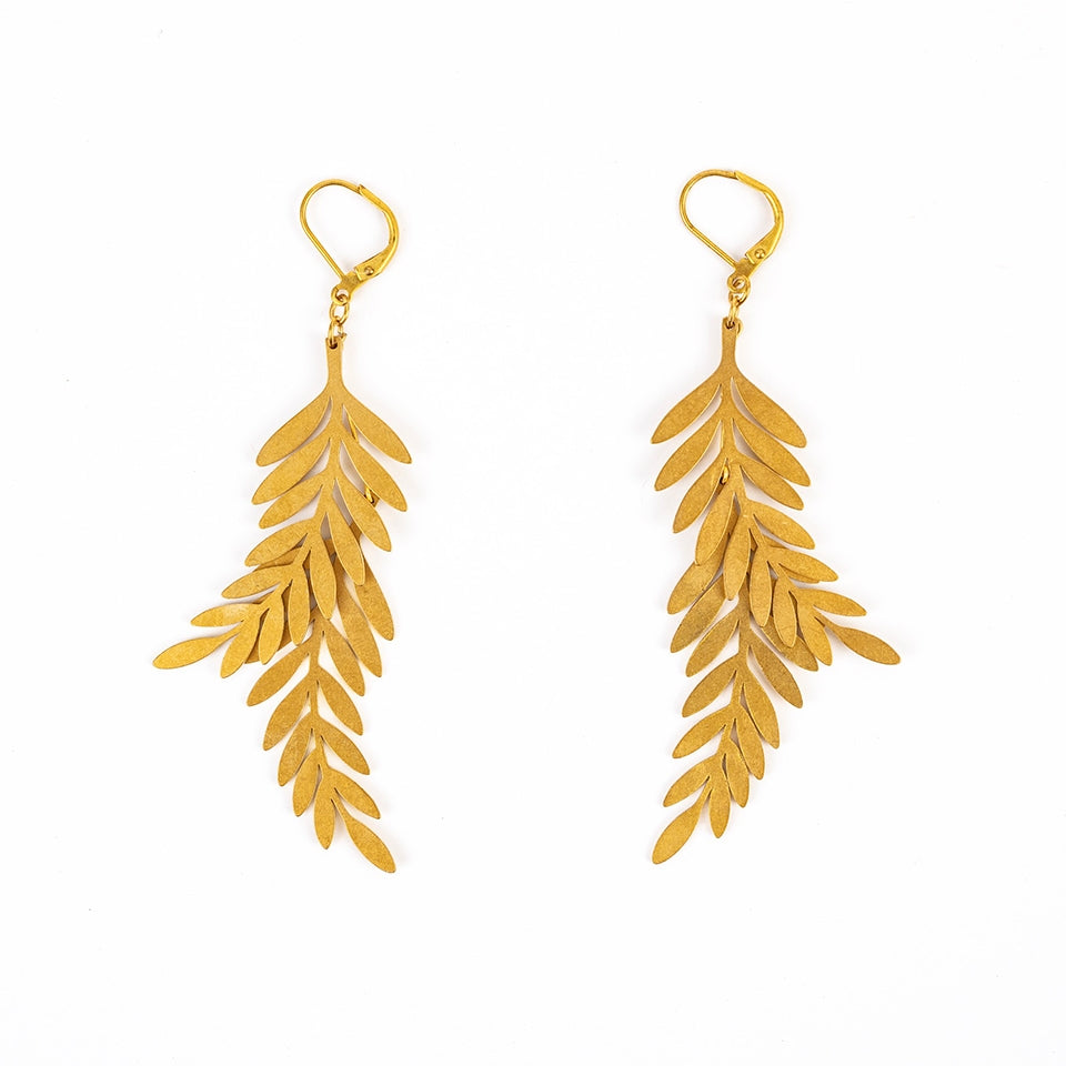 Double Leaf Dangle Earrings