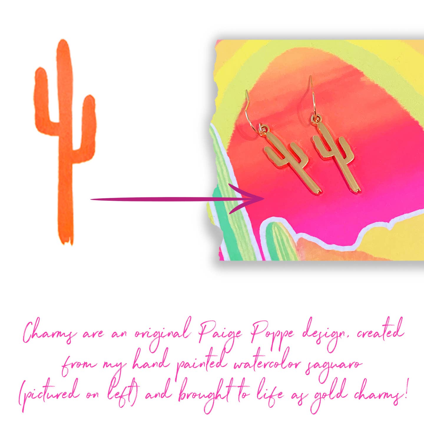 Golden Saguaro Earrings