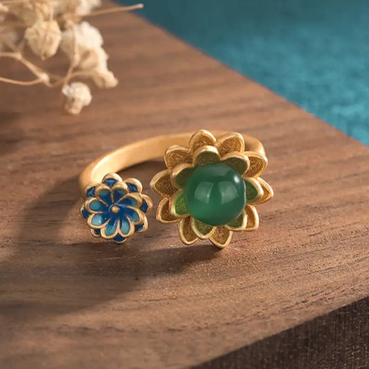 Double Flower Open Ring