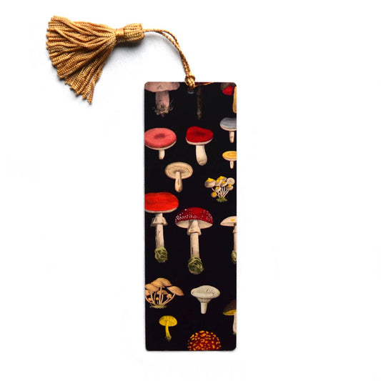 Botanical Mushroom and Marbled Bookmark with Tassel