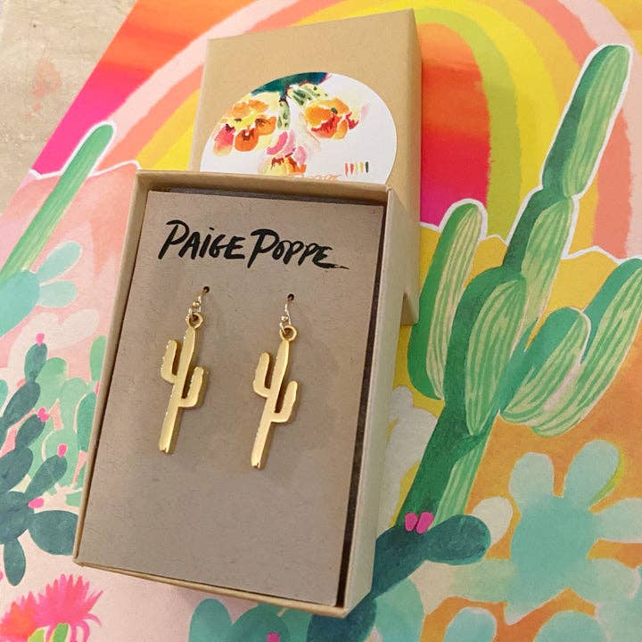 Golden Saguaro Earrings