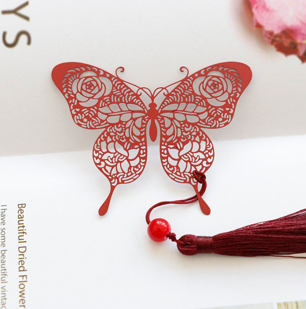 Red Fine Detailed Butterfly Bookmark