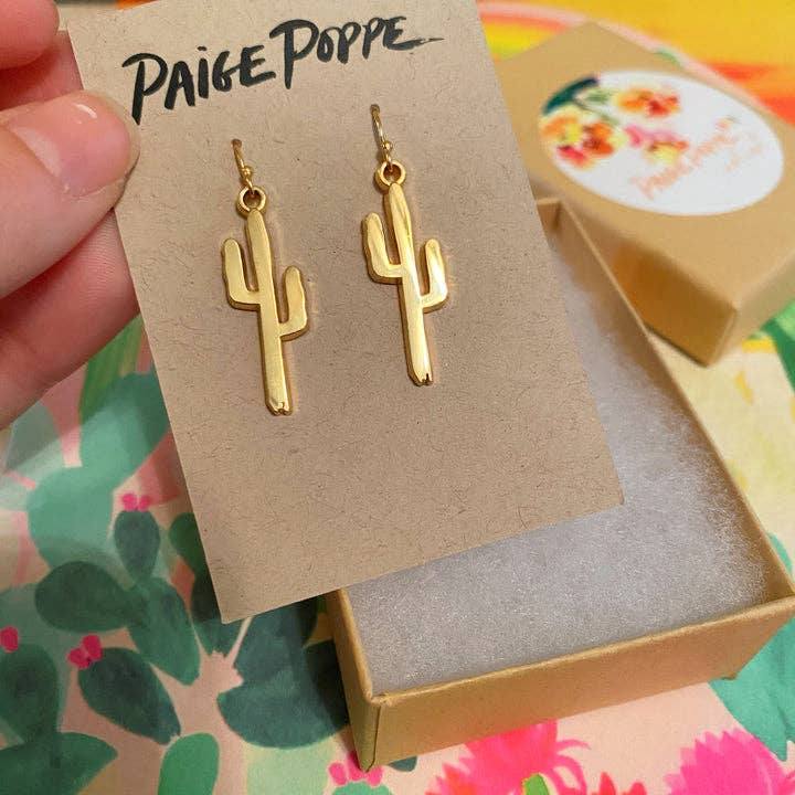 Golden Saguaro Earrings