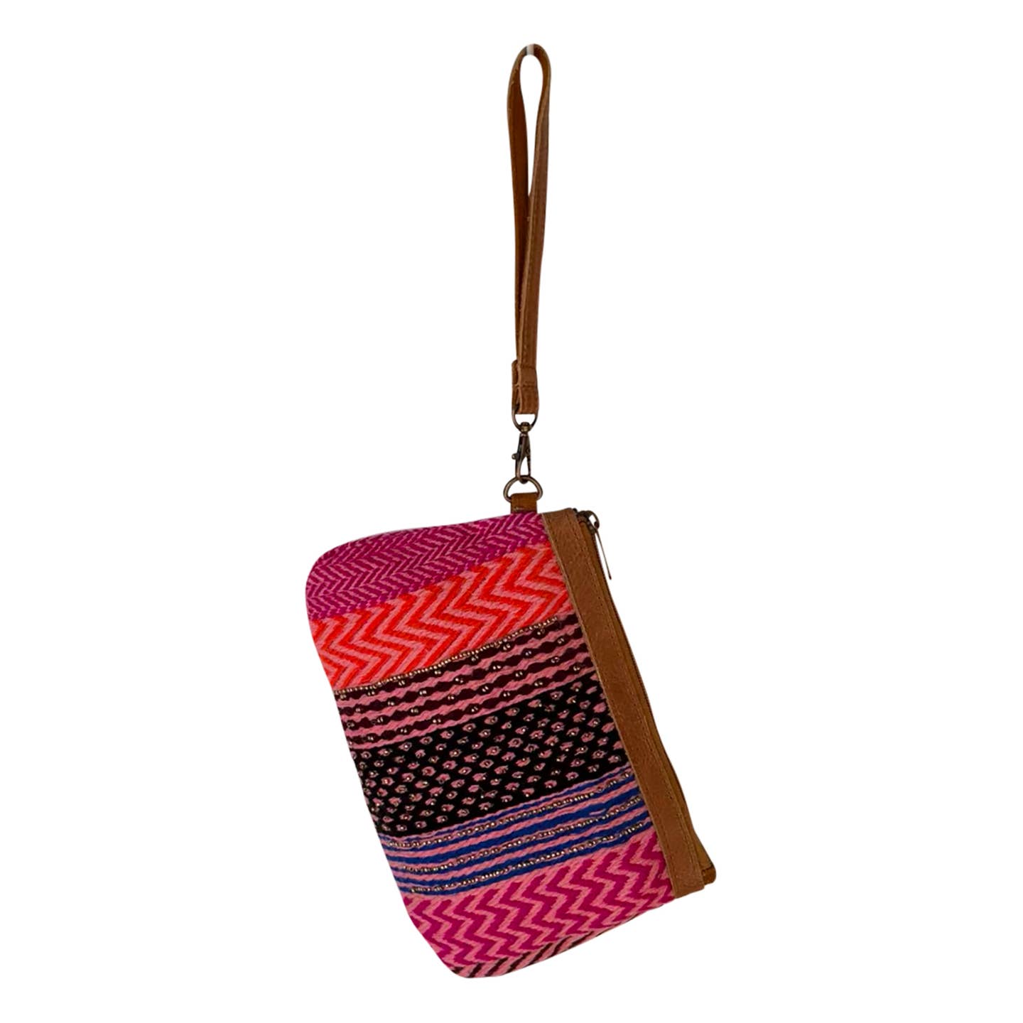 Pink Stripes Wristlet