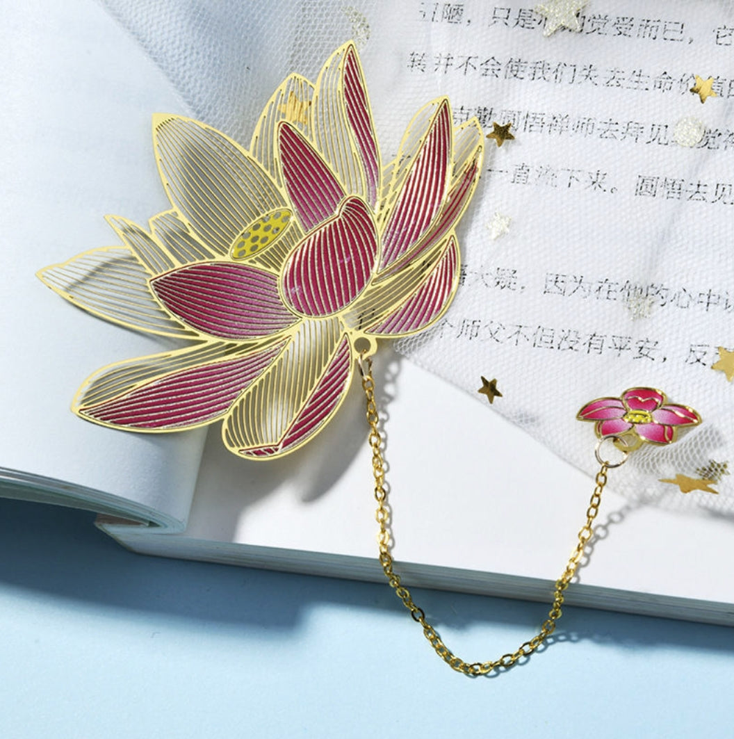 Pink Lotus Metal Bookmark