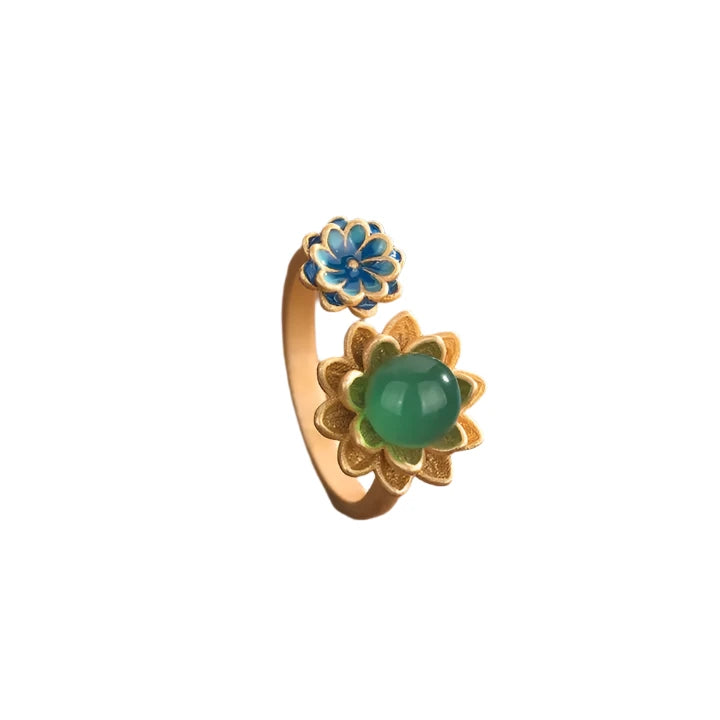 Double Flower Open Ring