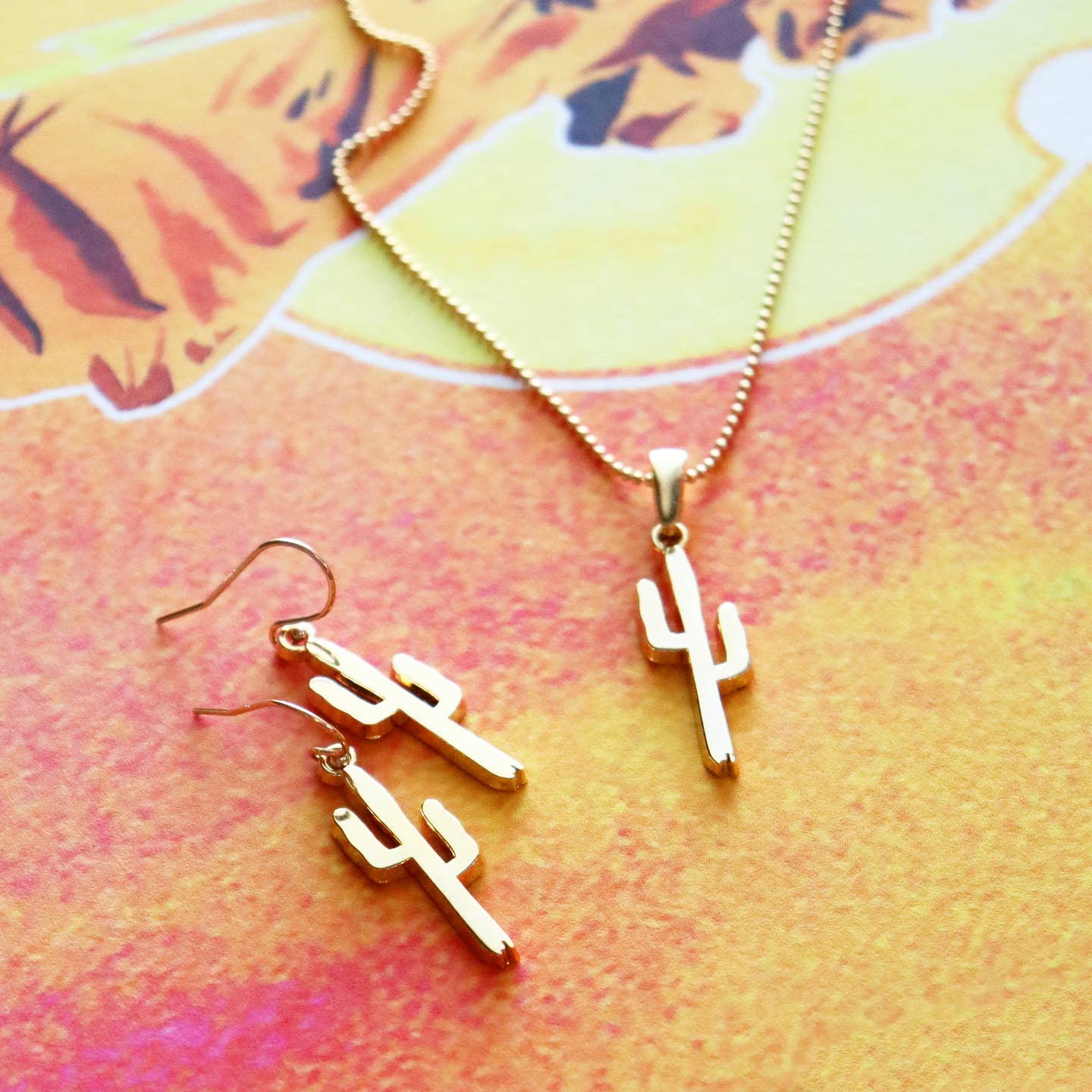 Golden Saguaro Earrings