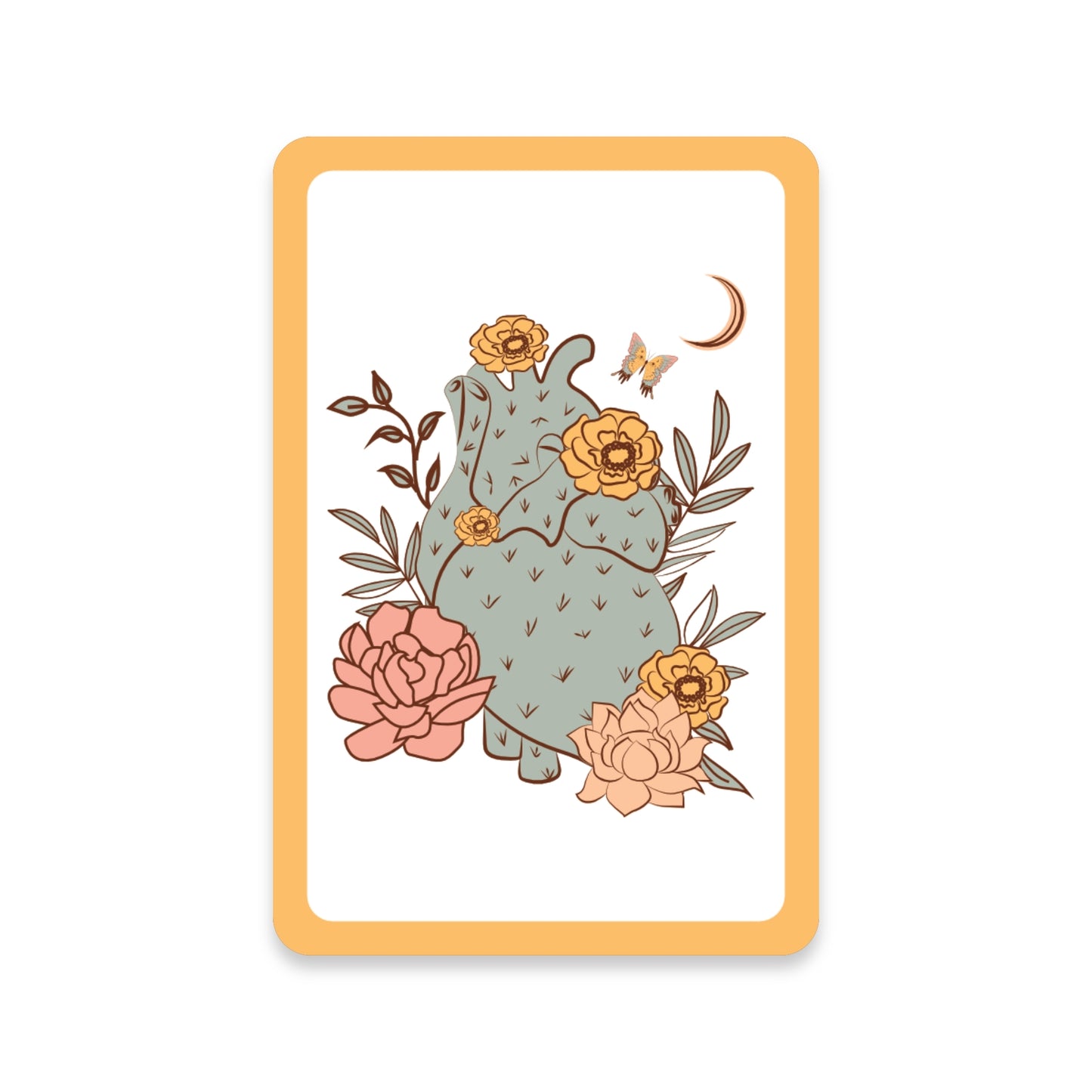 Flowering Prickly Pear Heart Sticker