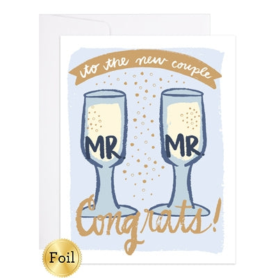 Mr & Mr Illustrated Gold Foil Wedding Card (Copy)