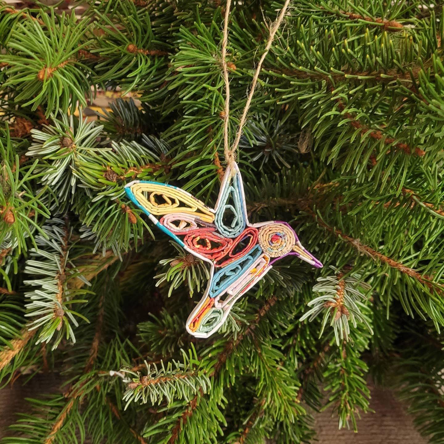 Hummingbird Recycled Paper Ornament