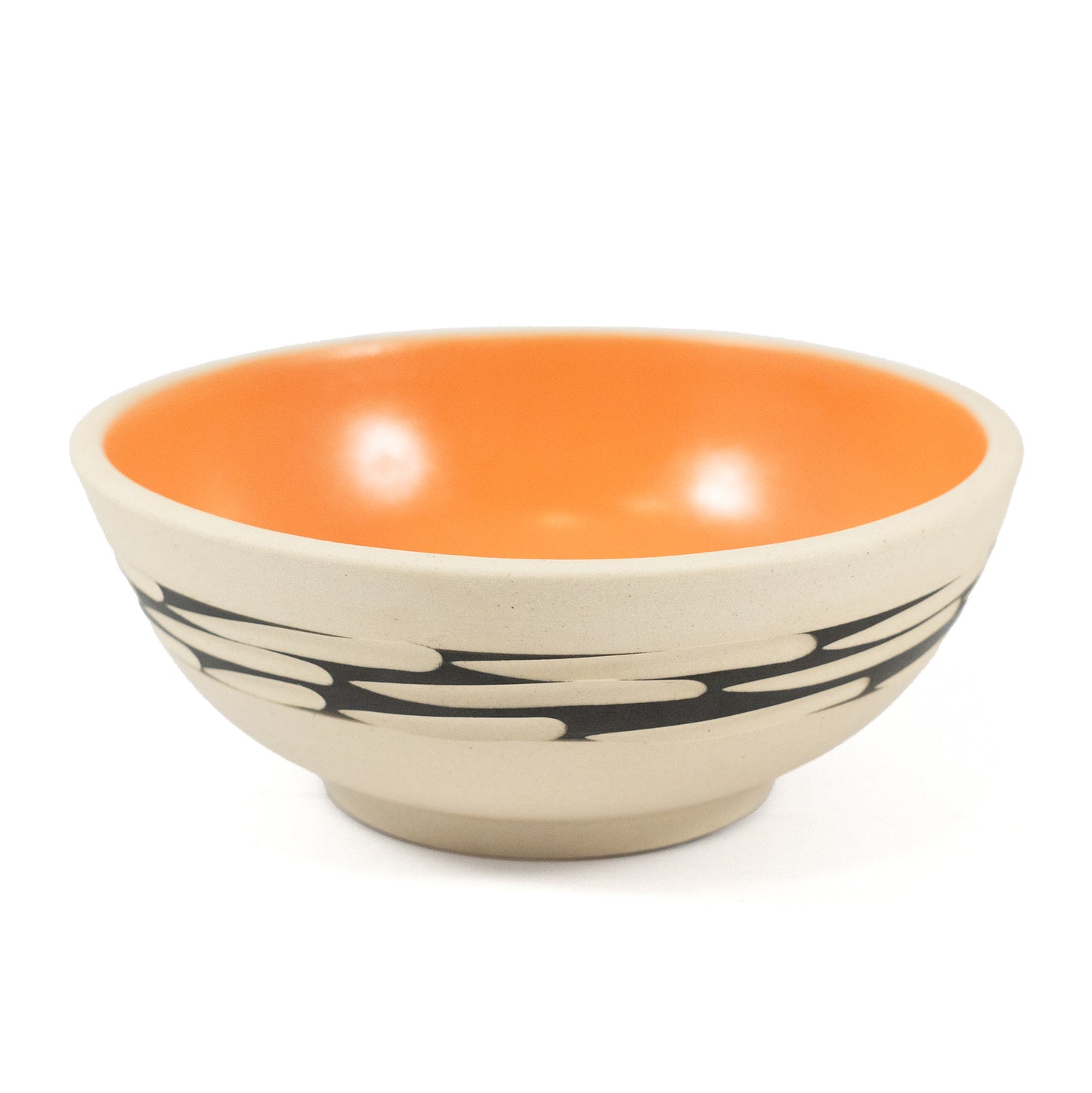 Black and White Carved Colorful Interior Bowl