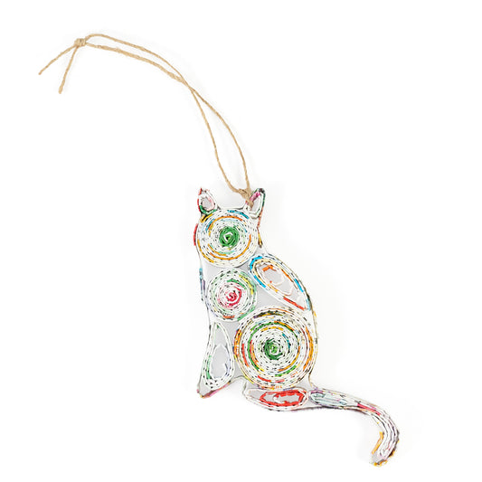 Cat Recycled Paper Ornament