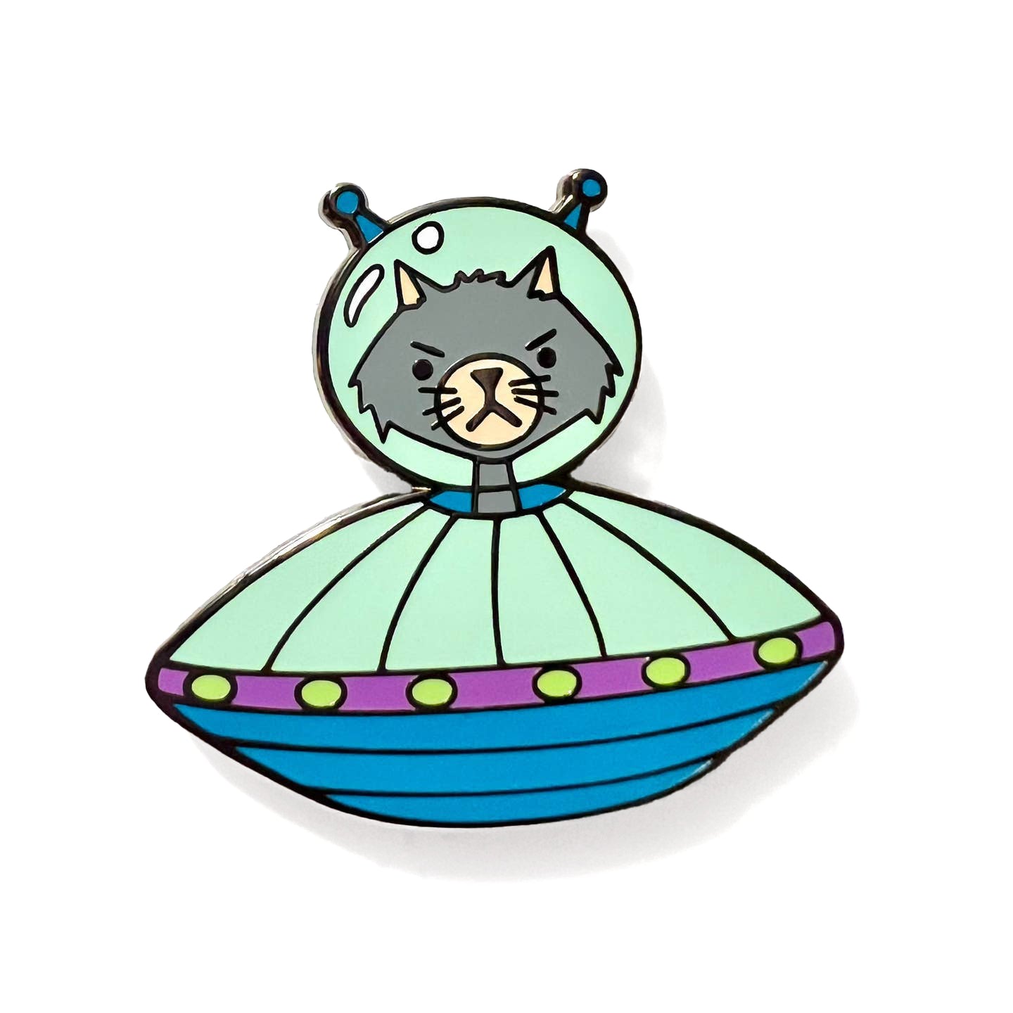 Feline Spaceship Spacecraft Enamel Pin