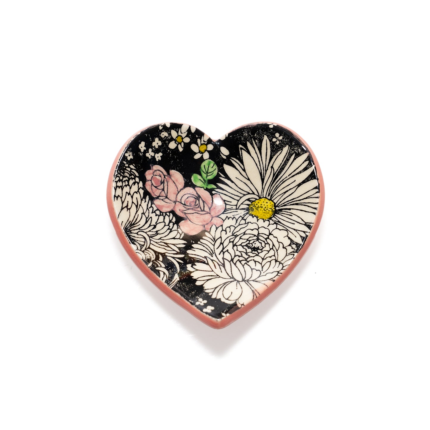 Floral Pattern Heart Ring Dish