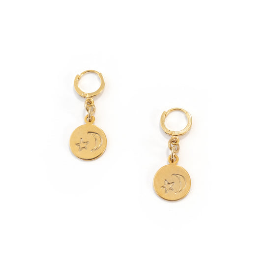 Gold Tone Stamped Huggie Hoop Earrings