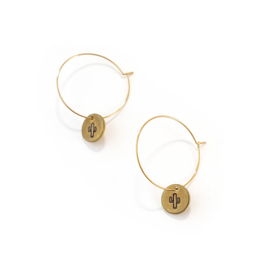 Stamped Golden Brass Discs on Lg. Hoops