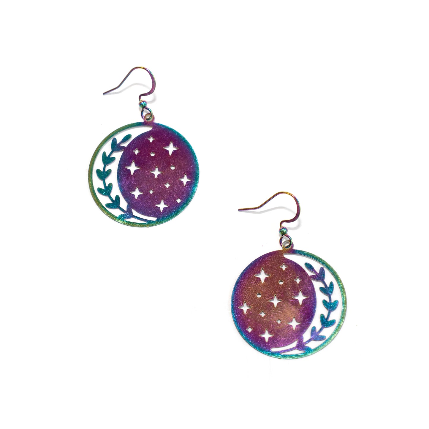 Moon, Stars and Leaves Earrings