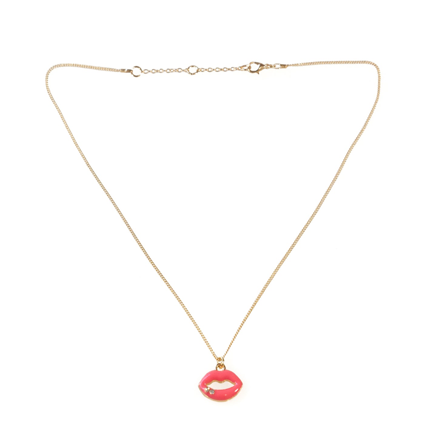 Enamel Red or Pink Lips Handmade Necklace