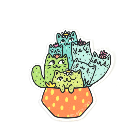 Potted Cactus Cats Vinyl Sticker