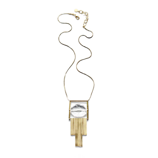 Quartz and Brass Bar Necklace