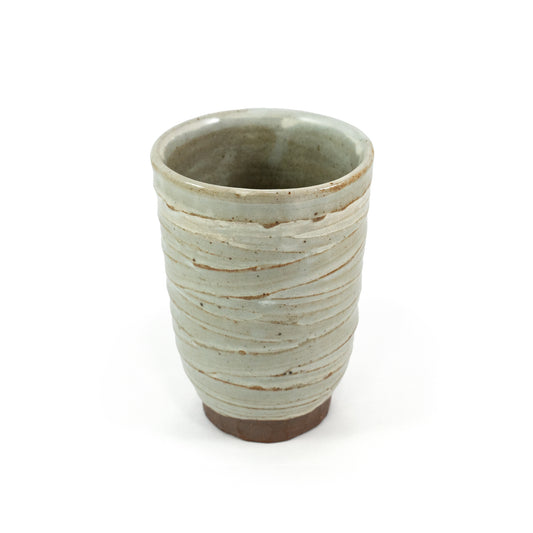 White Stripe Ribbed Ceramic Cup