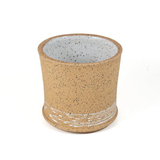 Glazed Speckle Carved Earthenware Cup