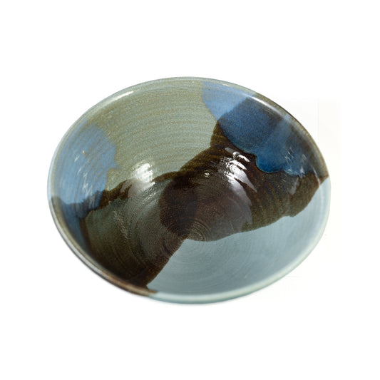 Tri-colored Handmade Glazed Ceramic Bowl