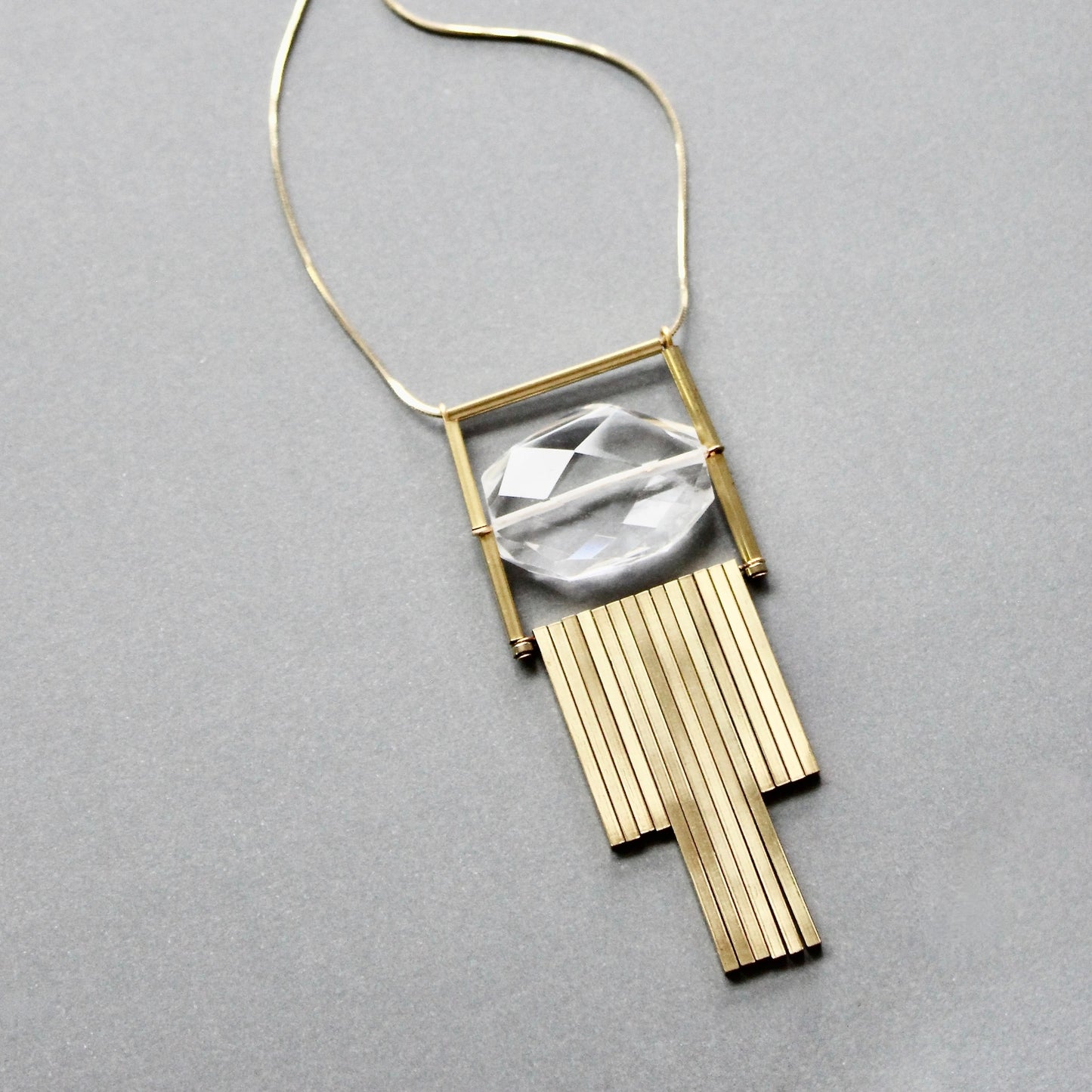 Quartz and Brass Bar Necklace