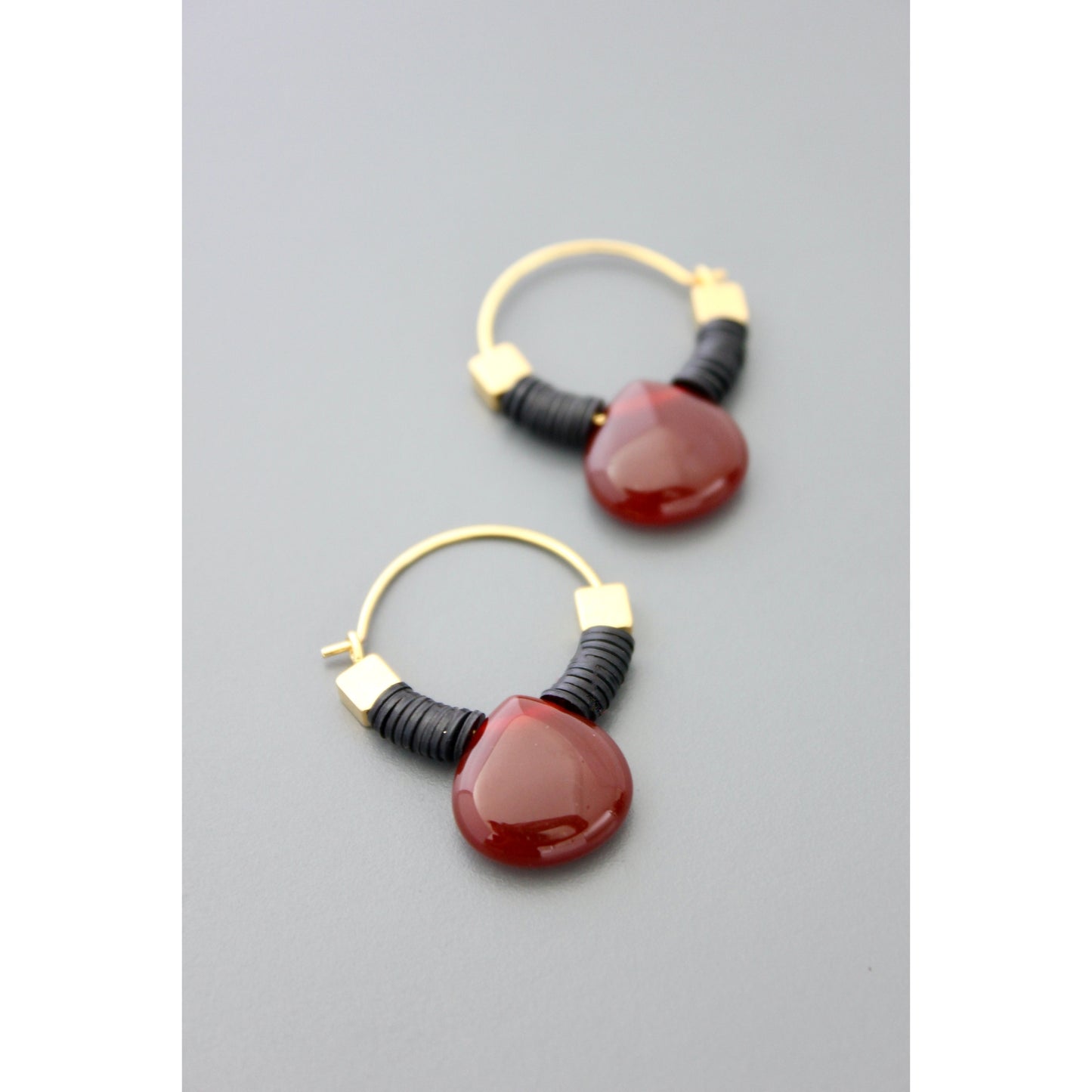 Carnelian Teardrop Hoop Earrings