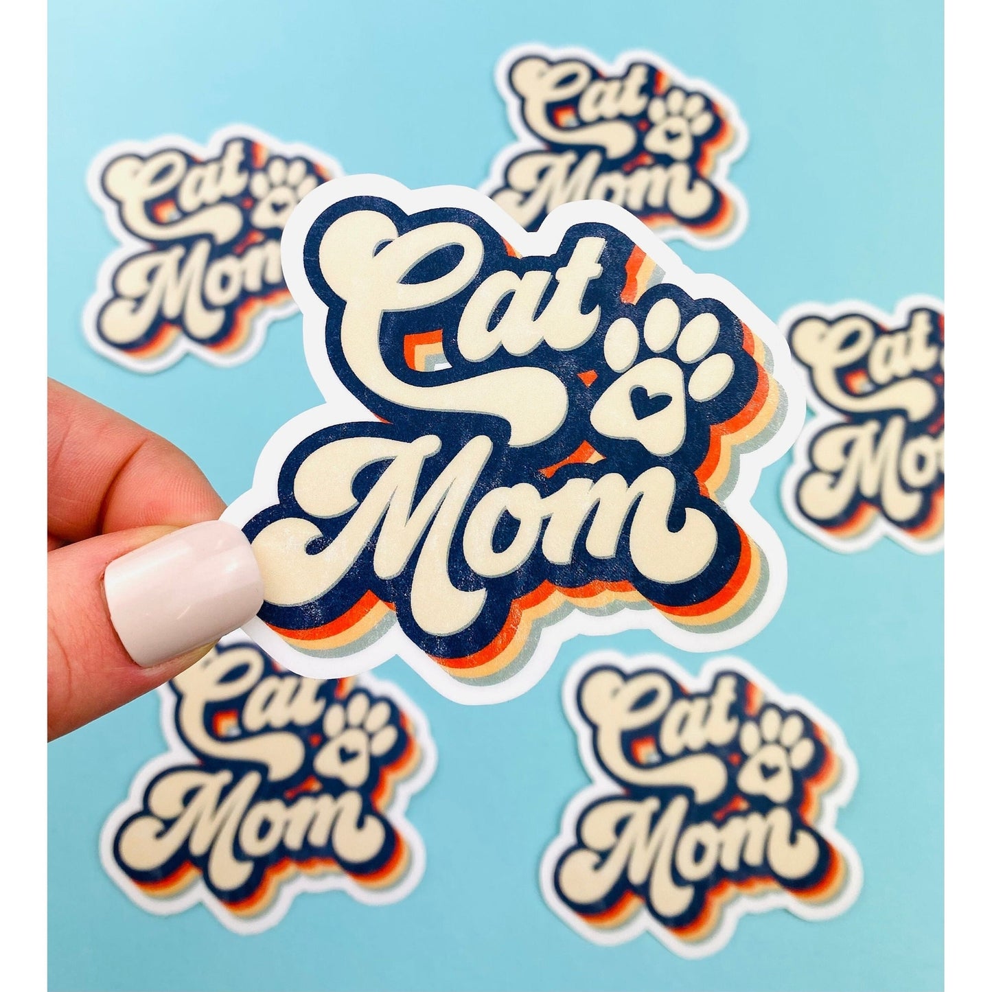 Retro Cat Mom Sticker