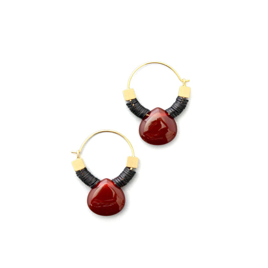 Carnelian Teardrop Hoop Earrings