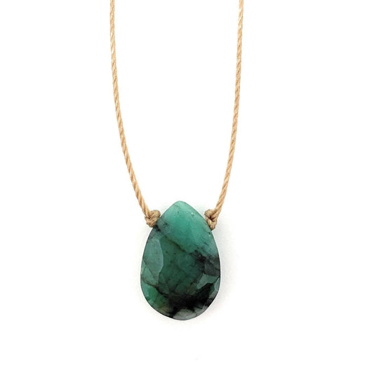 Emerald Faceted Teardrop Necklace