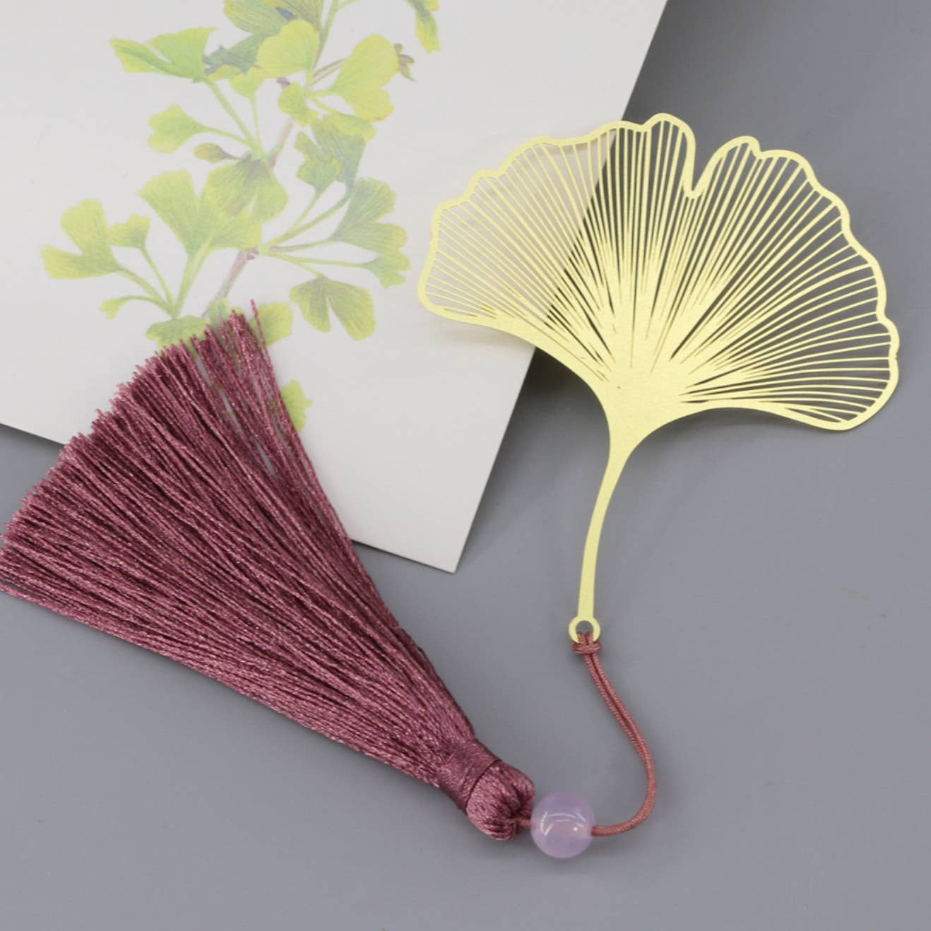 Golden Ginkgo Leaf Metal Bookmark