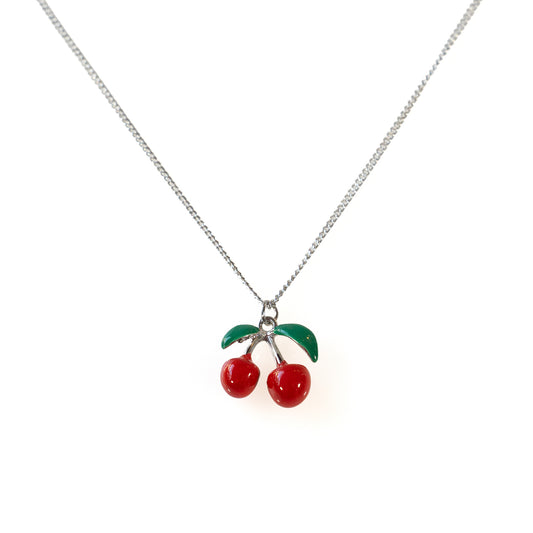 Enamel Red Cherry Handmade Necklace