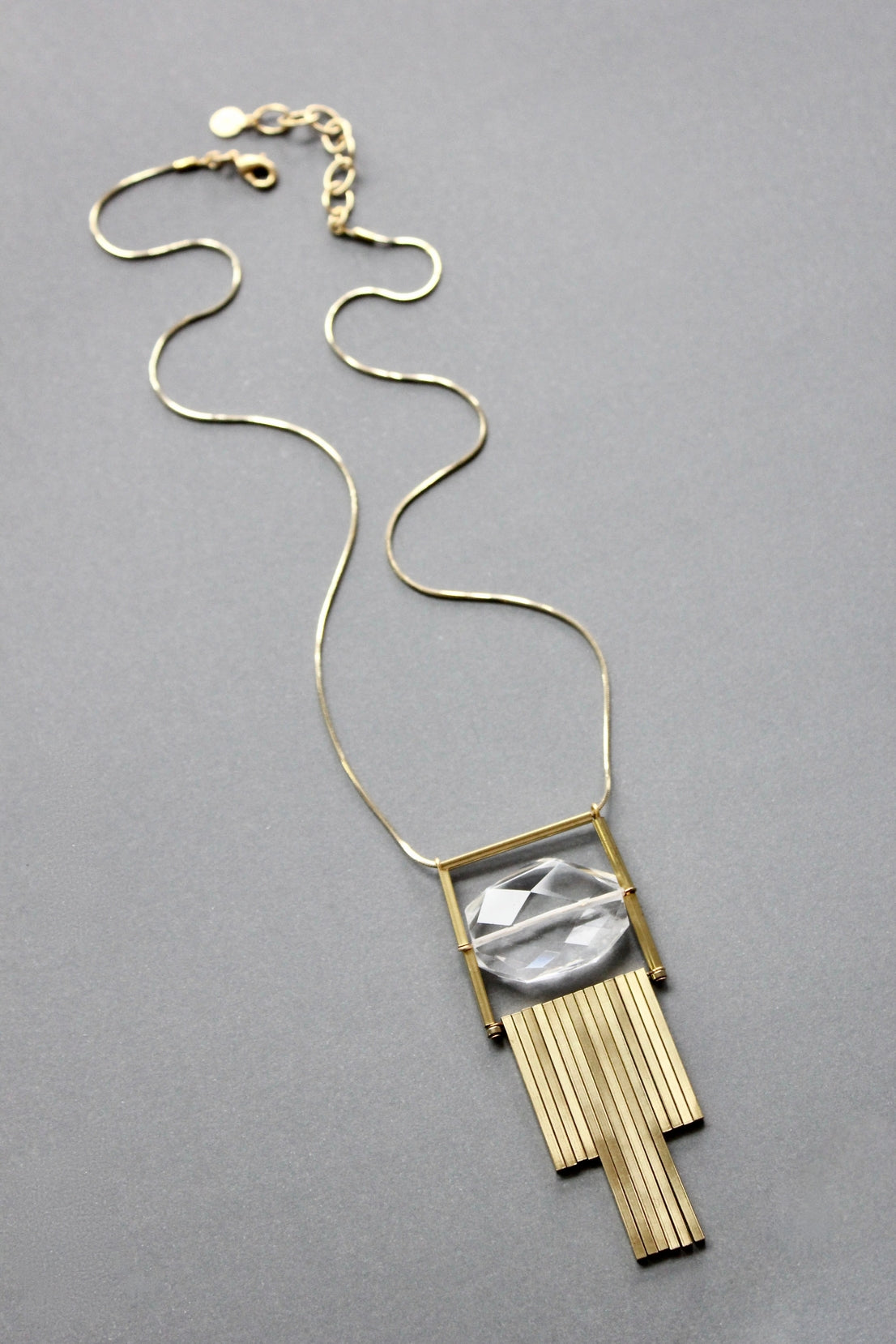 Quartz and Brass Bar Necklace