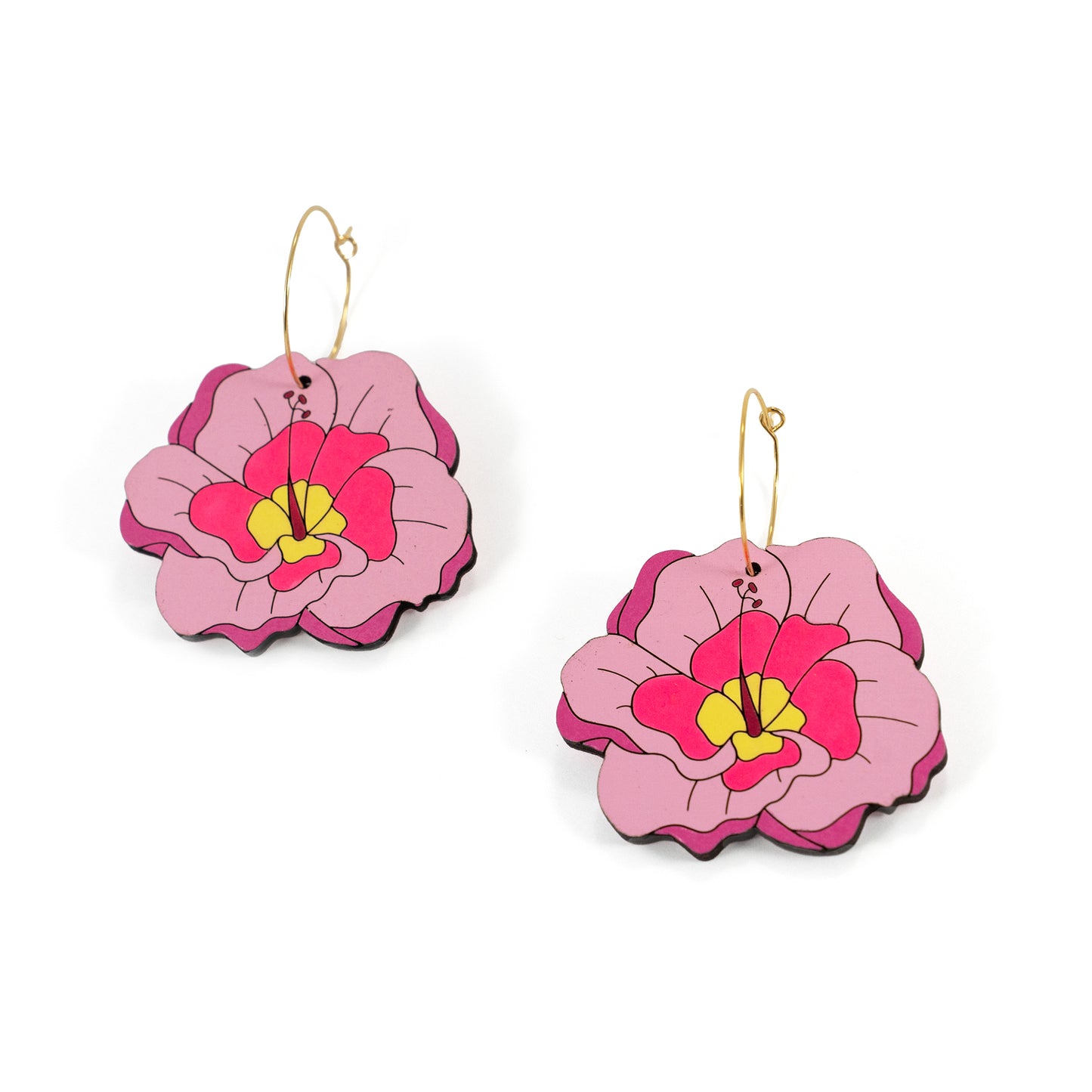 Hibiscus Flower Hoop Earrings