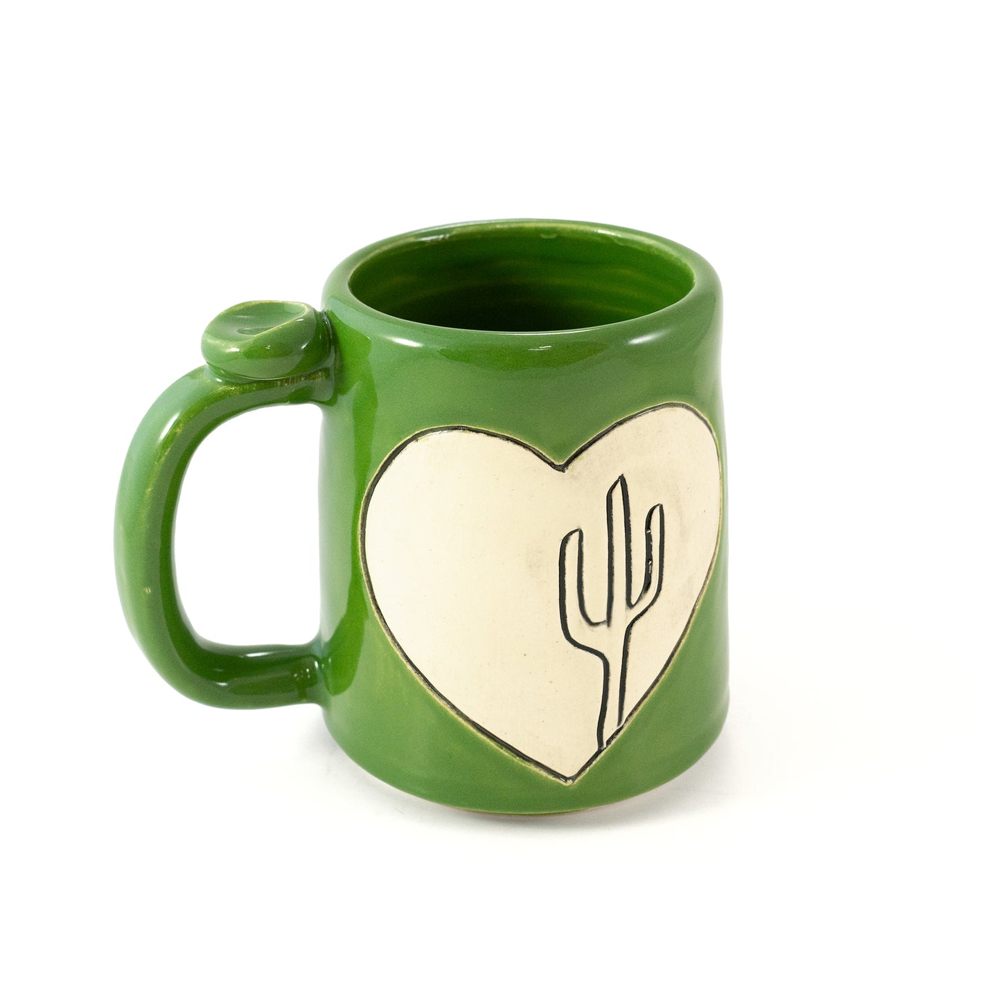 Saguaro Desert Heart Hand Carved Ceramic Mug