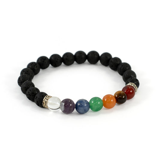 Seven Chakra Bracelet with Lava Beads