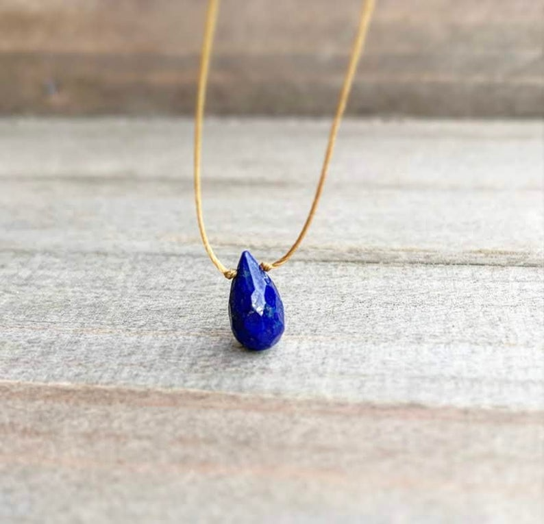 Lapis Lazuli Small Faceted Teardrop Necklace