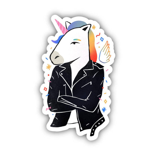 Unicorn Leather Jacket Fairytale Sticker