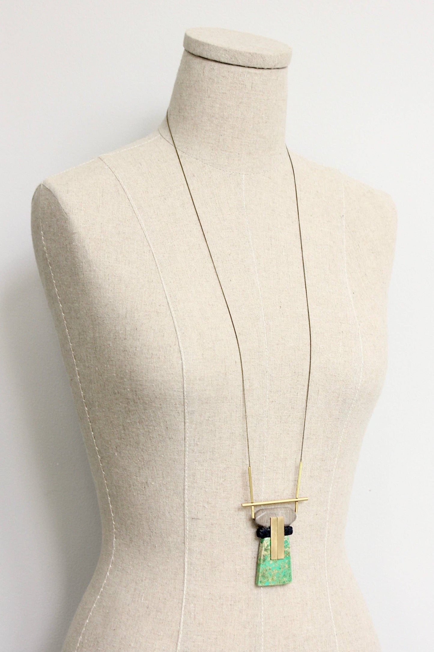 Geometric Jasper and Lava Rock Necklace