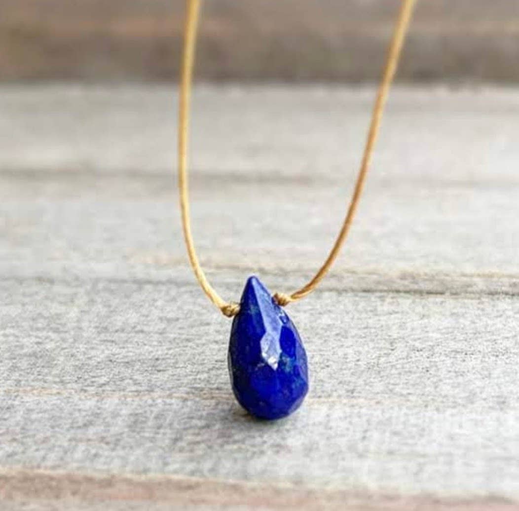 Lapis Lazuli Small Faceted Teardrop Necklace