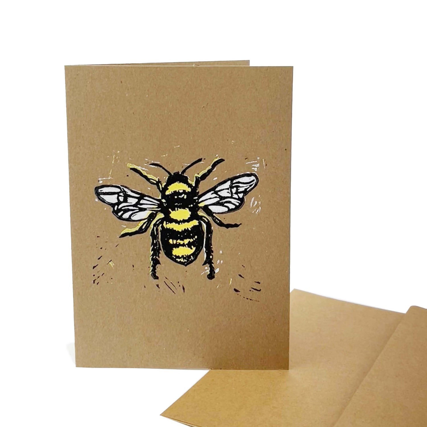 Buzzy Bee Linoleum Print Card