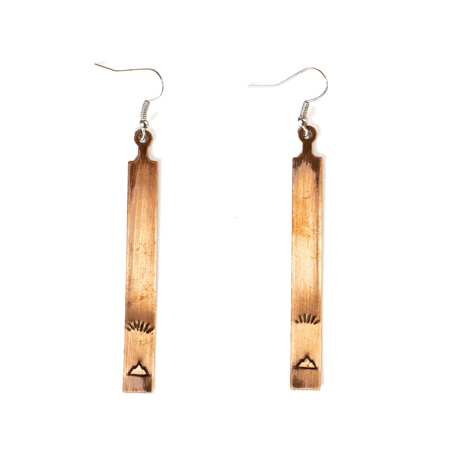 Stamped Copper Bar Drop Earrings