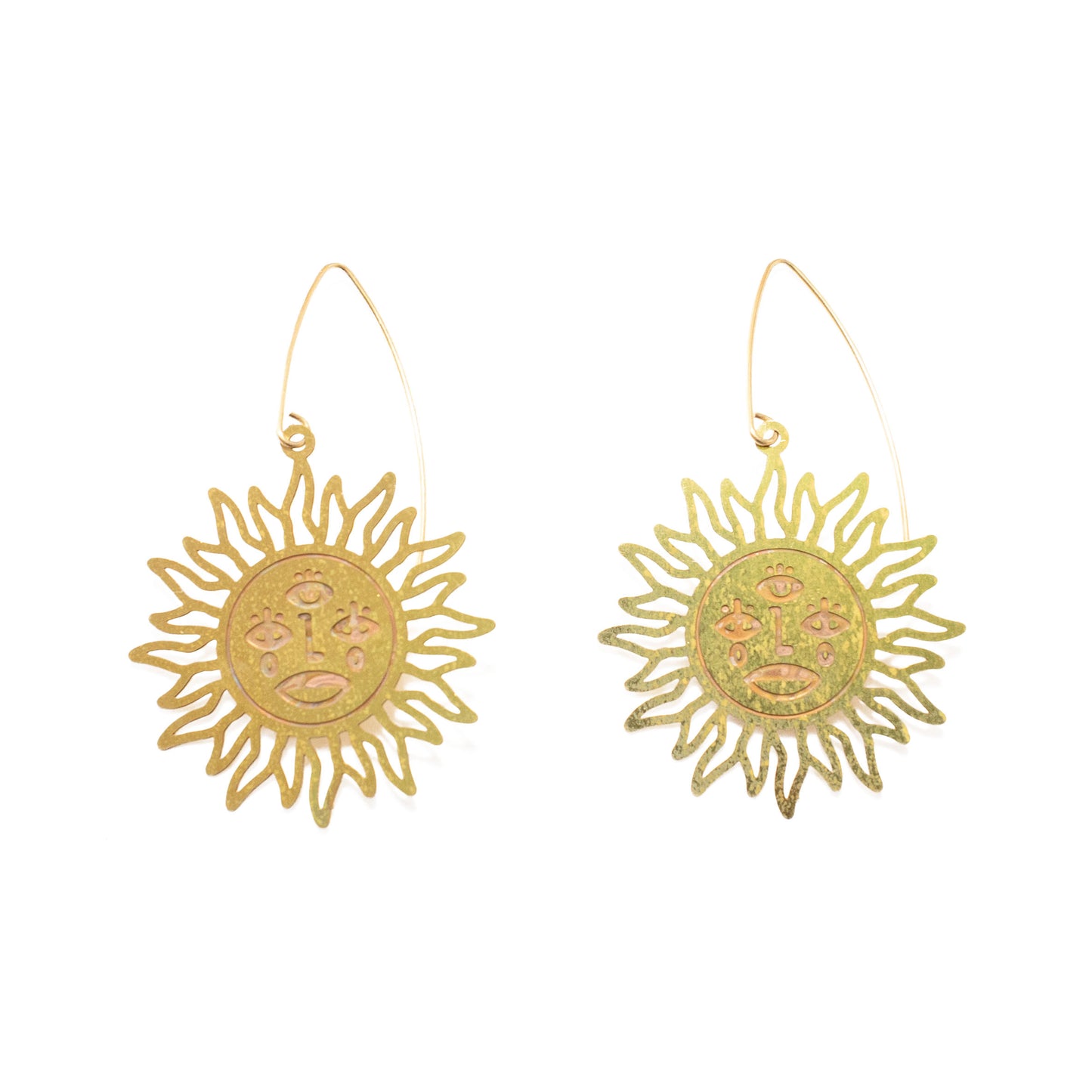 Metallic Third Eye Sun Dangling Earrings