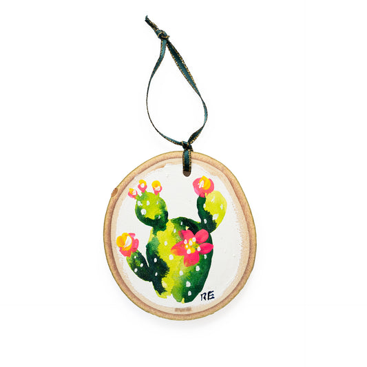 Prickly Pear Wood Disk Ornament