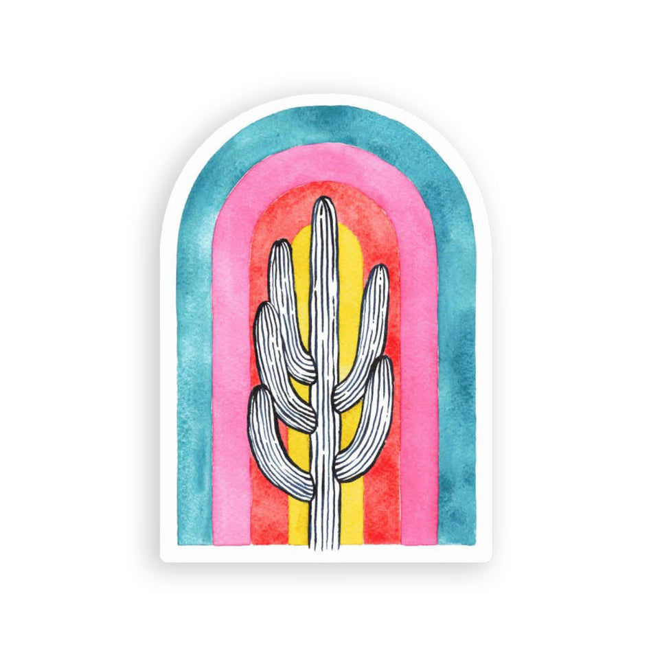 Rainbow Saguaro Vinyl Sticker