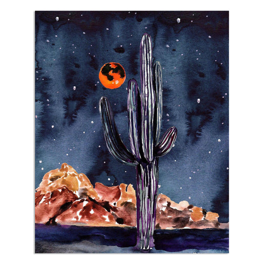 Red Night Saguaro Giclee Art Print